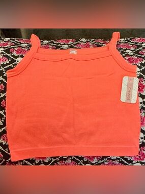 CHNGE NEON ORANGE Ribbed Square-Neck Crop Tank